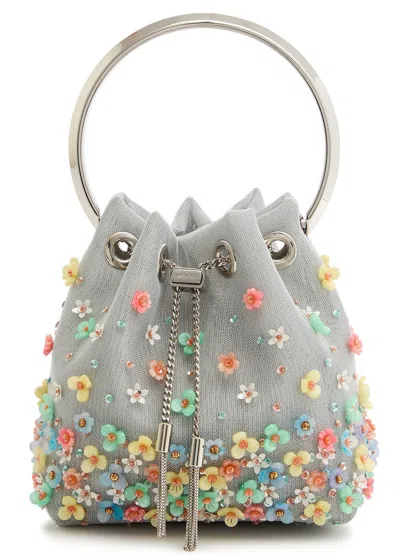Jimmy Choo Bon Bon Floral-embellished Mesh Bucket Bag