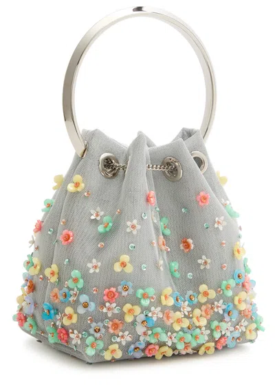 Jimmy Choo Bon Bon Floral-embellished Mesh Bucket Bag