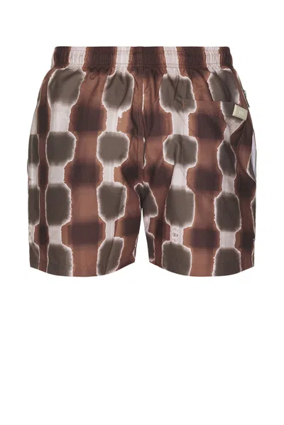Oas Brown Sable Totemic Swim Shorts In Brown
