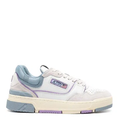 Autry Ladies Blue Low Top Leather Trainer Sneakers