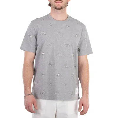 Thom Browne Jersey Nautical Short Sleeve Tee In Gray