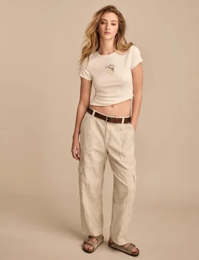 Lucky Brand Women's Straight Leg Slub Cargo Pant In White