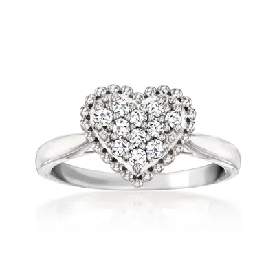 Ross-simons Diamond Beaded Heart Ring In 14kt White Gold