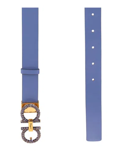 Ferragamo Crystal-embellished Gancini Leather Belt