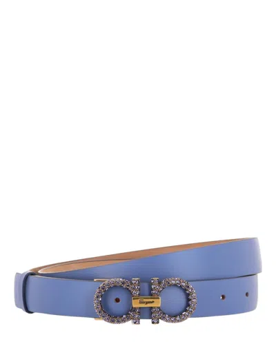 Ferragamo Crystal-embellished Gancini Leather Belt