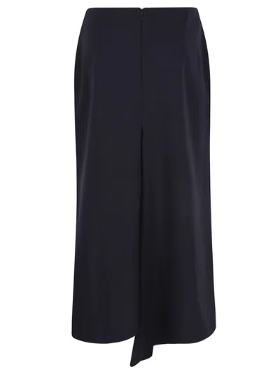 Victoria Beckham Womens Navy Pleated Textured Stretch-woven Midi Skirt In Blue