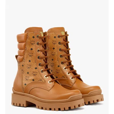 Mcm Visetos Boots In Calf Leather In Brown