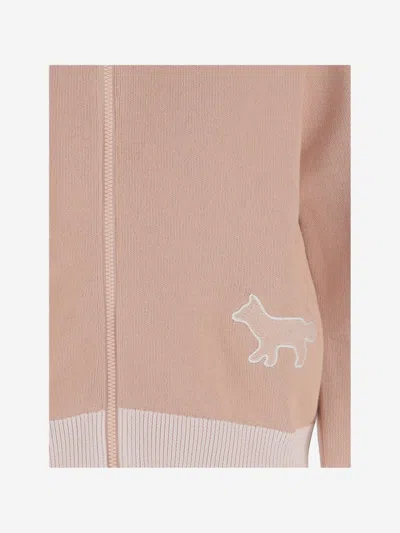 Maison Kitsuné Cotton Blend Jacket With Crew Neck In Pink