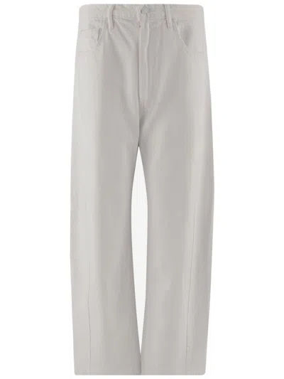 Mother Wide Leg Cotton Denim Jeans In White