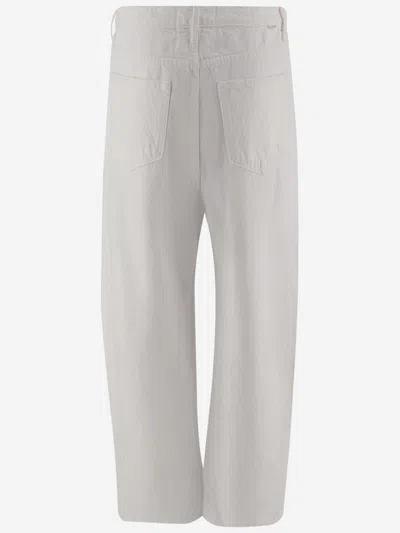 Mother Wide Leg Cotton Denim Jeans In White