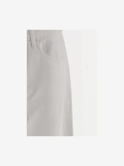 Mother Wide Leg Cotton Denim Jeans In White