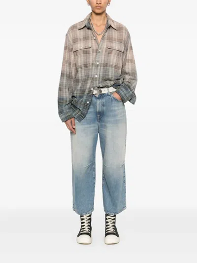 R13 Wide-leg Cropped Jeans With Concealed Fastening In Blue