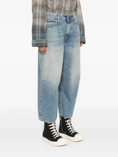 R13 Wide-leg Cropped Jeans With Concealed Fastening In Blue