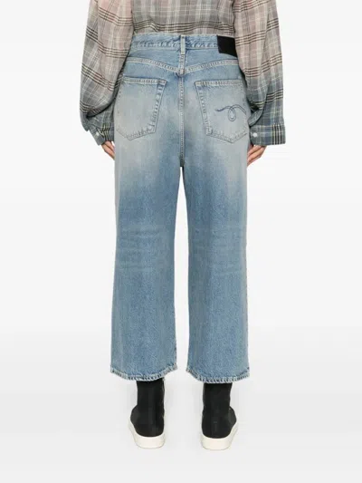 R13 Wide-leg Cropped Jeans With Concealed Fastening In Blue