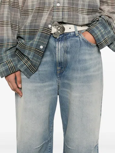 R13 Wide-leg Cropped Jeans With Concealed Fastening In Blue