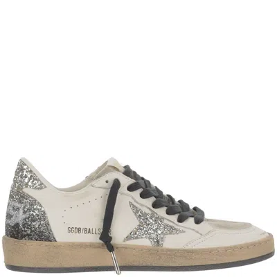 Golden Goose Ball Star Sneakers In Vintage Effect Leather And Suede With Glittered Star And Heel Tab