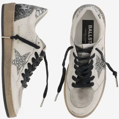 Golden Goose Ball Star Sneakers In Vintage Effect Leather And Suede With Glittered Star And Heel Tab
