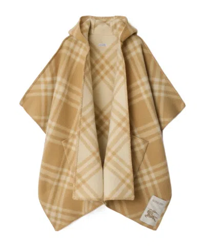Burberry Reversible Check Wool Cape In Neutral