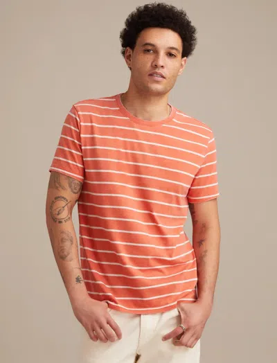 Lucky Brand Stripe Crewneck T-shirt In Orange