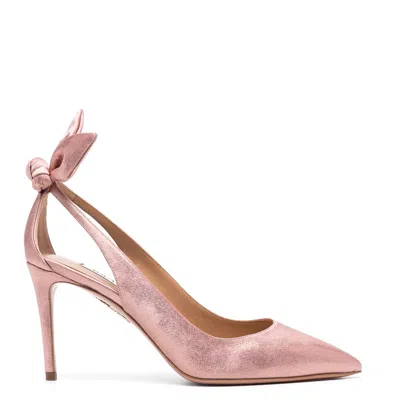 Aquazzura 90mm Slingback Leather Pumps In Pink