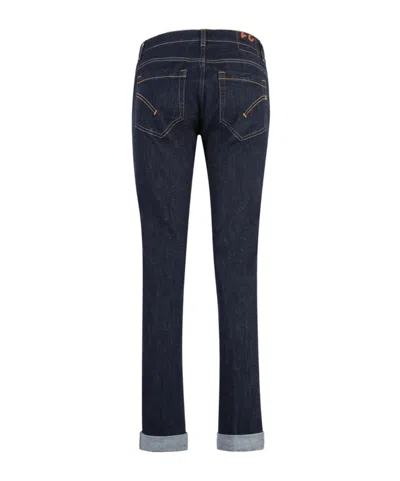 Dondup Rolled Cuffs Five-pocket Trousers With Contrast Stitching In Blue