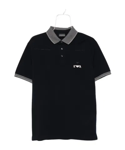 Emporio Armani Piqué Polo Shirt With Super-embossed Ea Embroidery In Black
