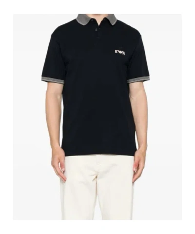 Emporio Armani Piqué Polo Shirt With Super-embossed Ea Embroidery In Black