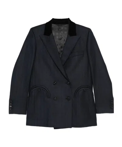 Blazé Milano Resolute Everyday Velvet-collared Double-breasted Blazer In Blue