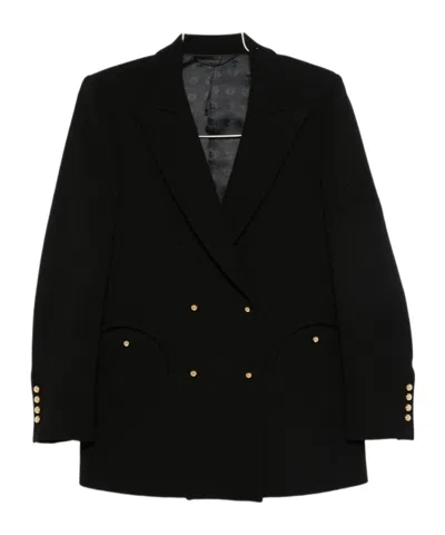 Blazé Milano Double-breasted V-neck Blazer In Black