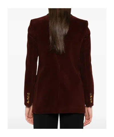 Blazé Milano Corduroy Double-breasted Blazer In Burgundy