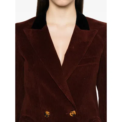 Blazé Milano Corduroy Double-breasted Blazer In Burgundy