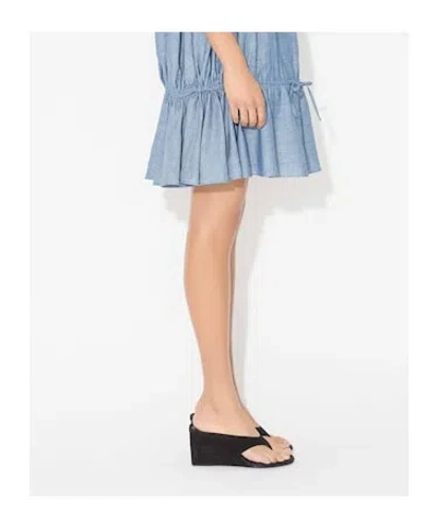 Alaïa Black Satin Tong Wedge Sandals