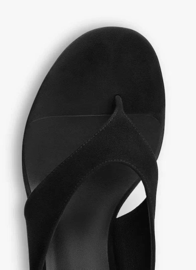 Alaïa Black Satin Tong Wedge Sandals