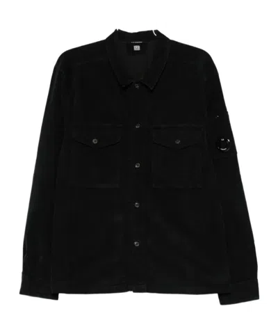 C.p. Company C.p.company Corduroy Buttoned Utility Overshirt In Black