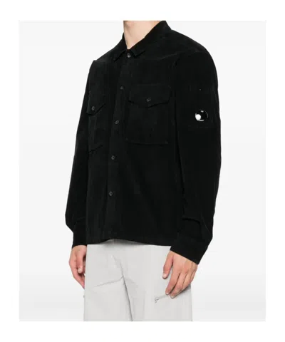 C.p. Company C.p.company Corduroy Buttoned Utility Overshirt In Black