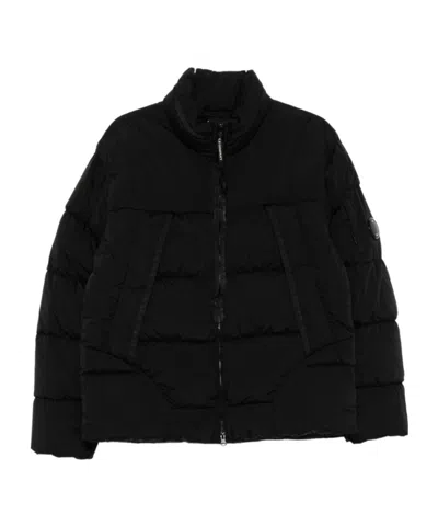 C.p. Company Puffy Orange Jacket With High Collar In Black