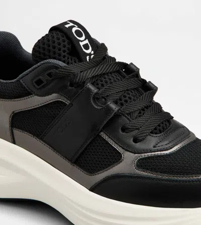 Tod's Round Toe Lace-up Sneakers With Mesh Panels