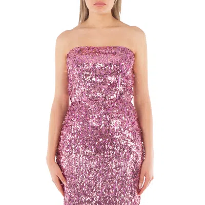 Rotate Birger Christensen Ladies Pink Sequin Crop Top In Pink