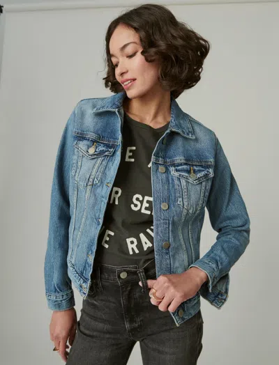 Lucky Brand Tomboy Denim Trucker Jacket In Blue