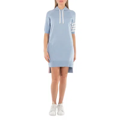Thom Browne 4 Bar Stripe Wool Dress Light Blue In Blue