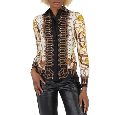 Moschino Ladies Multicolor Teddy Bear Silk Button-up Shirt In Multi