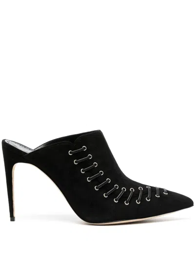Manolo Blahnik Black Suede Dobre 105 Heeled Mules In Black