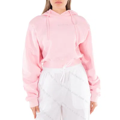 Rotate Birger Christensen Ladies Almond Blossom Rhinestone-studded Logo Cropped Hoodie In Pink