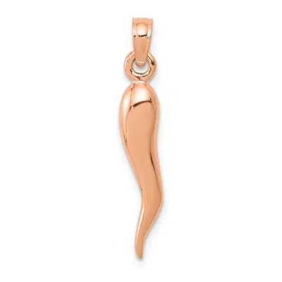 Diamond2deal 10k Rose Gold Medium 3d Italian Horn Pendant