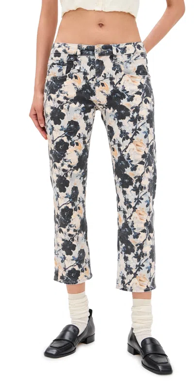 R13 Boy Straight Jeans Abstract Floral In Multi