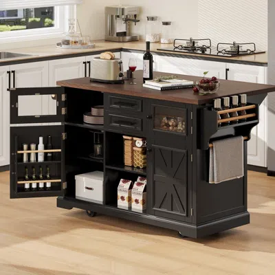 Streamdale Furniture Streamdale Kitchen Island With Drop Leaf & Power Outlet