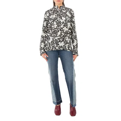 Stella Mccartney Black Silk Forest Floral Print Shirt In Multi