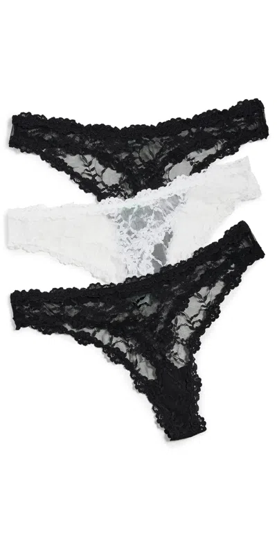Honeydew Intimates Maria Lace Thong 3 Pack Black/ivory/black