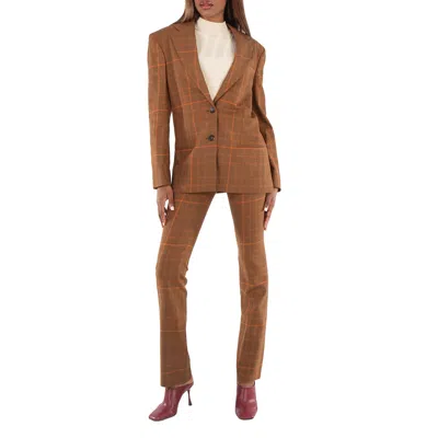 Stella Mccartney Ladies Brown Prince-of-wales Slim-cut Trousers In Brown