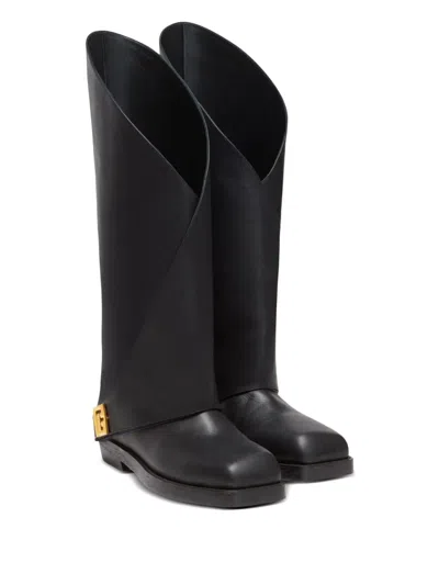 Balmain Twist Flat Leather Boots